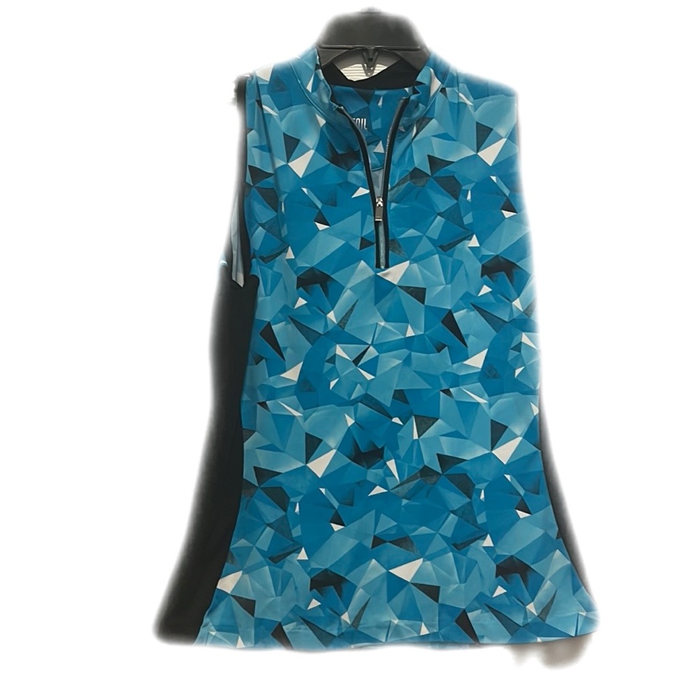 Tail Blue Pattern Sleeveless Mock Golf Shirt. Size M.